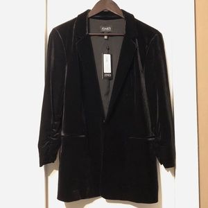 Jones New York Sleek Black Velvet Blazer NWT